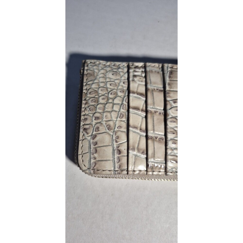 Brahmin Melbourne Credit Card Wallet Slim Zip Case Leather Cream Grey Neutral - Picture 6 of 13